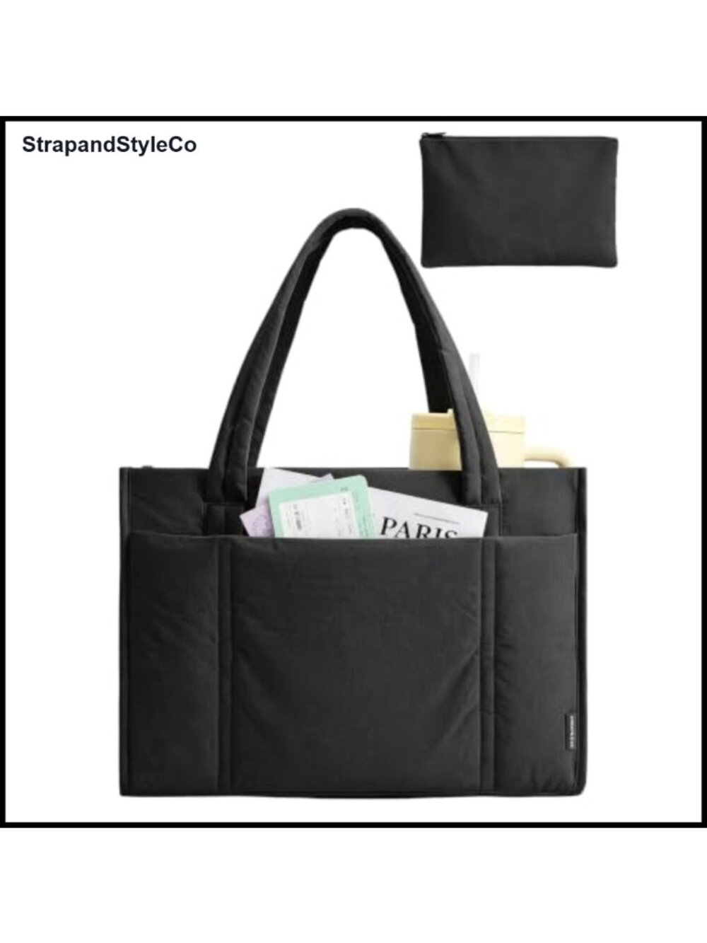Puffer Tote Bag Lightweight 21L Laptop Shoulder Handbag